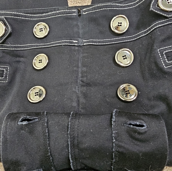 Cache y2k black capri sailor flap pants white stitching large silver buttons 4 - Picture 9 of 9